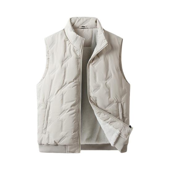 

Мужской жилет, пальто, воротник-стойка, без рукавов, застежка-молния, жилет, куртка с карманами, однотонный утолщенный бархат, подкладка, хлопковый жилет M бежевый