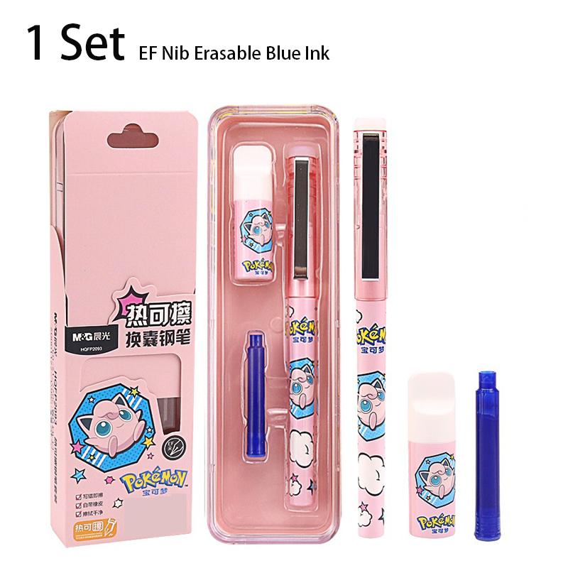 

M&G 1Set Fountain Pen Black/Blue Erasable Ink Kawaii Anime Appearance Office Study Signature Pen Stationery Shop EF