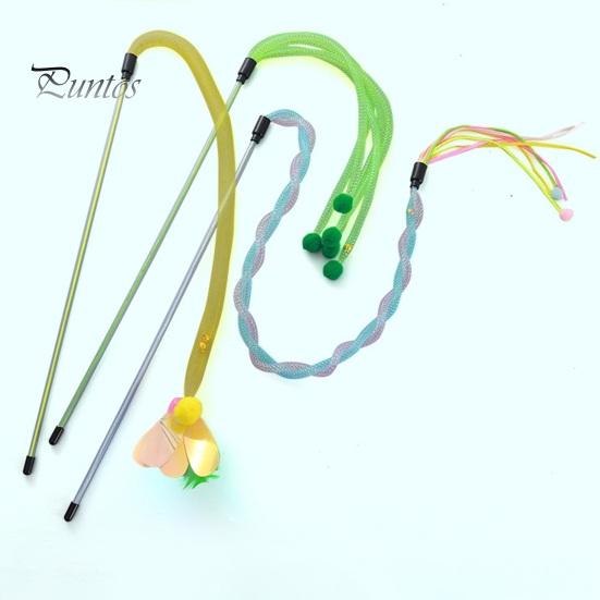 Cat Stick Toy Interactive Small Plush Ball Kitten Teaser Wand Toys with Bell Scratch-Resistant Soft Hose Cat Teaser Stick for Playing