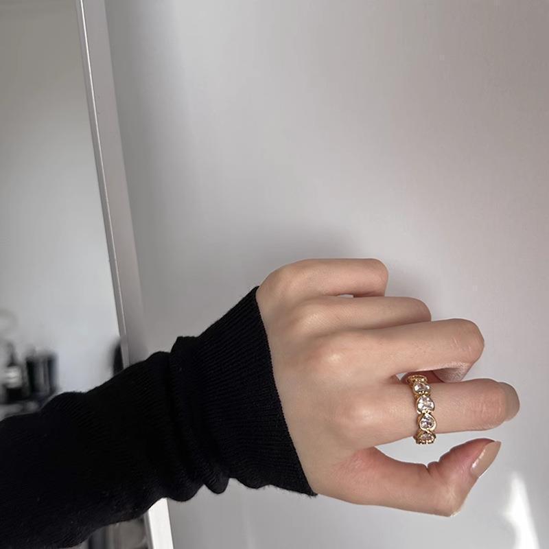 Elegant Sparkling Heart Zircon Ring - Sweet, Cool, Stackable Peach Heart Design for Women Adjustable Open Ring