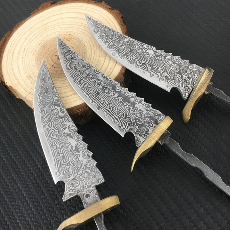 Handmade Damascus Steel Fixed Blade Knife Blanks Diy Semi-finished Billets Accessories outdoor Camping Hunting paring Tool Parts