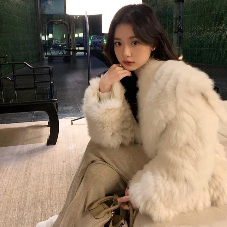 Winter Women Faux Fur Jacket Fleece Lined Thick Warm Coat Fashion Outwear