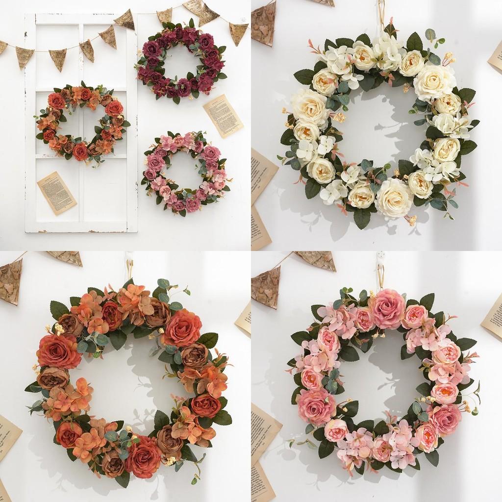 Seasonal Silk Flower Wreath With Peony For Home Wall And Door Decor