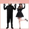 Animal Cosplay Costume For Adults Black Cat Onesie With Spandex Material For Halloween Events