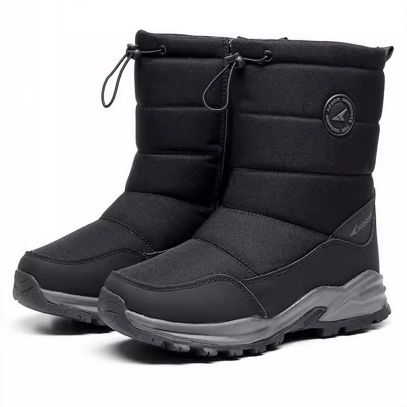 Men's Winter Warm Snow Boots Water Resistant Zipper Faux Fur Lining Mid Calf Ankle Booties Non-Slip Outdoor Walking Hiking Work Boots Shoes for Men