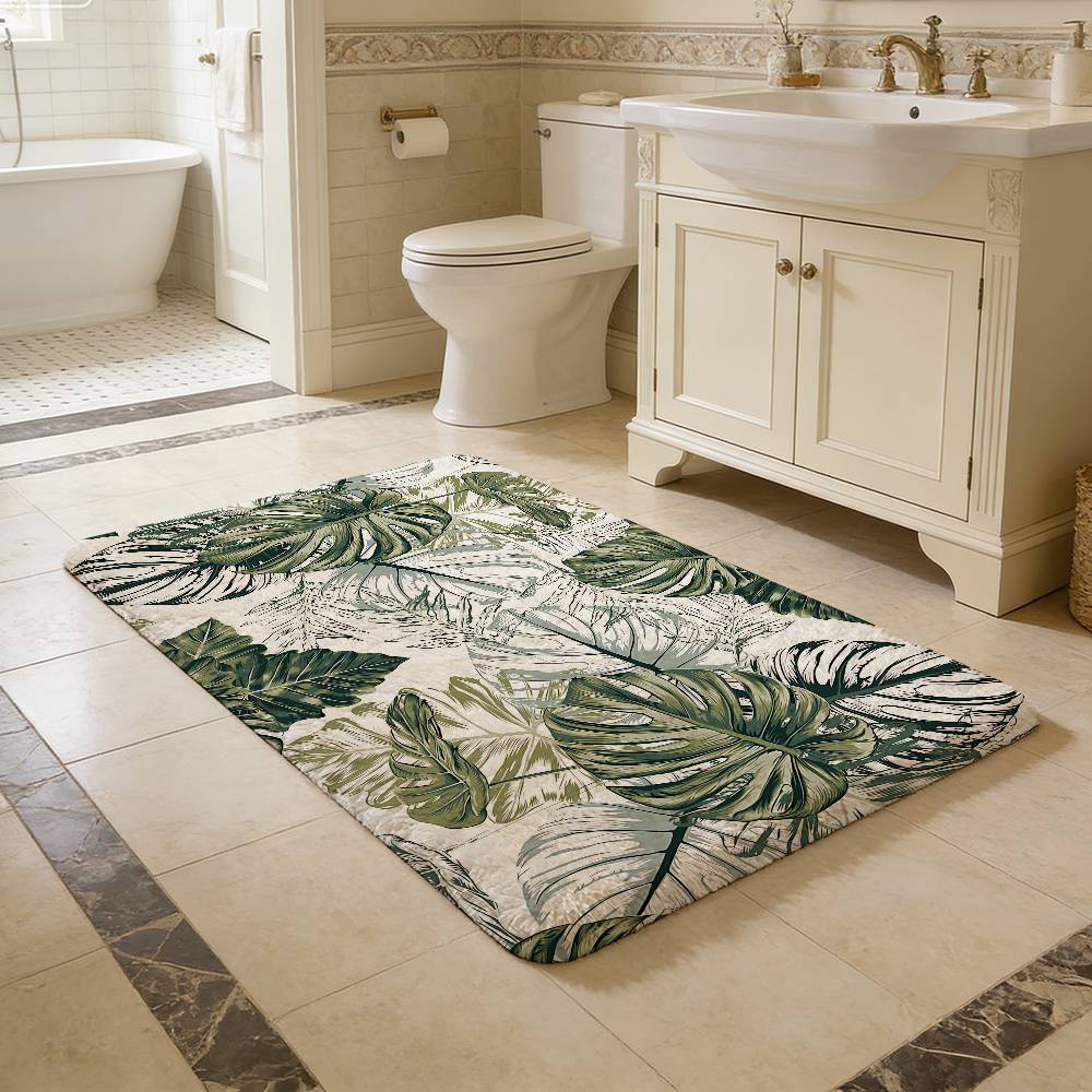 Monstera Deliciosa Decorate Entrance Door Mat Nordic Style Bedroom Living Room Doormat Home Balcony Anti-Slip Modern Home Decor