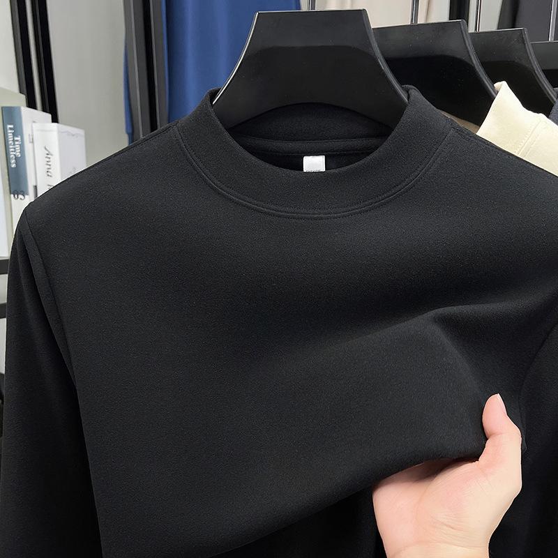 Мужская двусторонняя немецкая бархатная термофутболка с полувысоким воротником и длинным рукавом 4XL