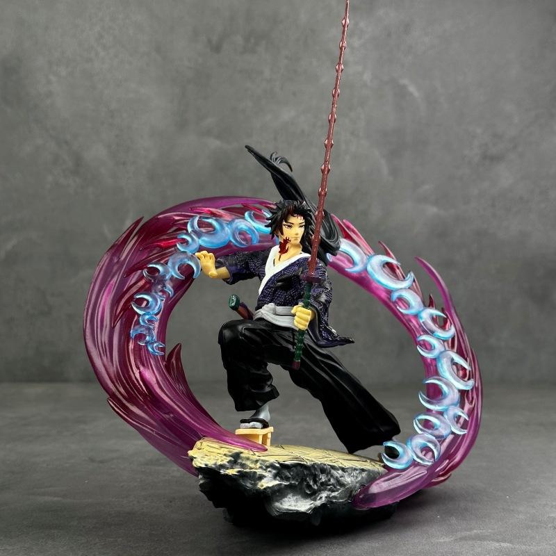 Kimetsu No Yaiba Fierce Battle with Black Death Mou Battle Tsukuni Enichi Luminous Version GK Statue Model Ornament Figure Wholesale
