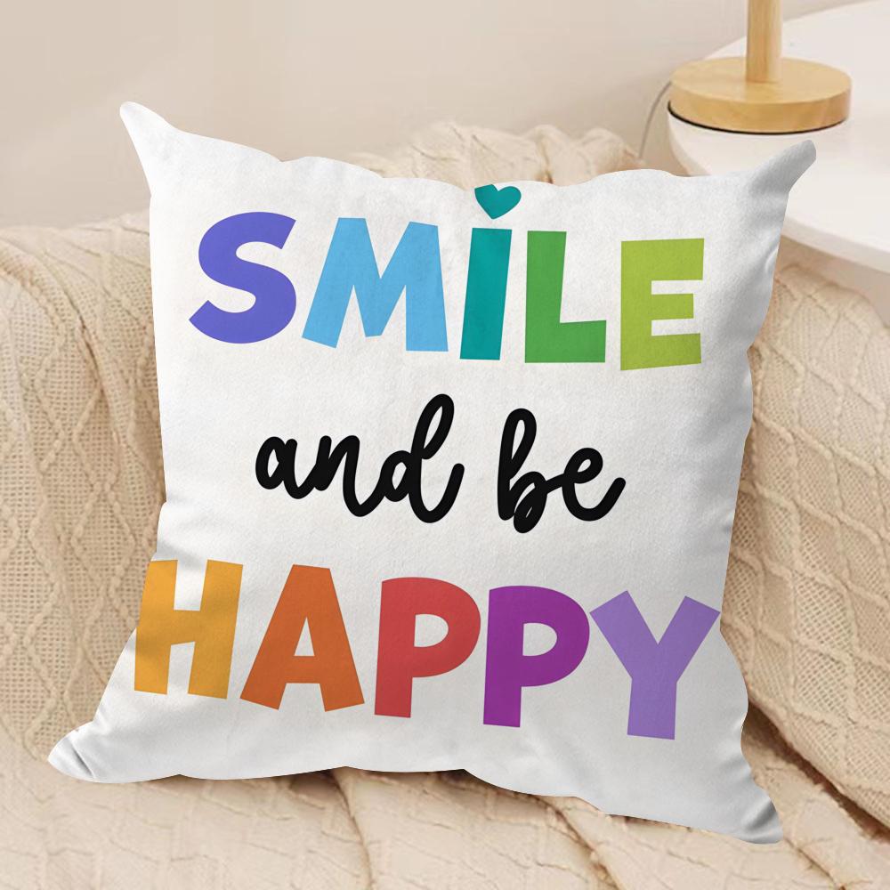 Cartoon Rainbow Sun Cushion Cover Soft Plush Fabric DoubleSided Printed Sofa Cushion Cover for All Seasons Home Decor Gift