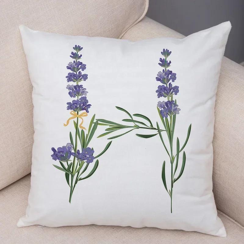 Lavender Letter Cushion Cover Sofa Home Car Decoration Living Room Bedroom Pillowcase 45X45Cm Pillowcase