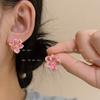 South Korea Dongdaemun new sweet enamel dripping flower earrings high value Internet celebrity silver needle earrings