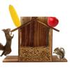 Wooden Squirrel Feeder Large Capacity Squirrel Feeder House with Roof Squirrel Feeding Stations Garden Decor for Corn Peanuts