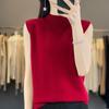 Women Tank 100% Wool Sleeveless MODERN NEW SAGA Spring Autumn T-shirt Turtleneck Knit Wool Top Soft Basic Vest Female