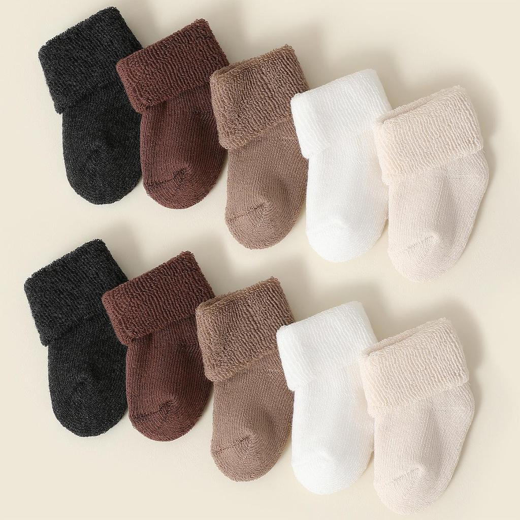 Thickened Warm Newborn Baby Terry Socks - Candy Colors for Autumn/Winter