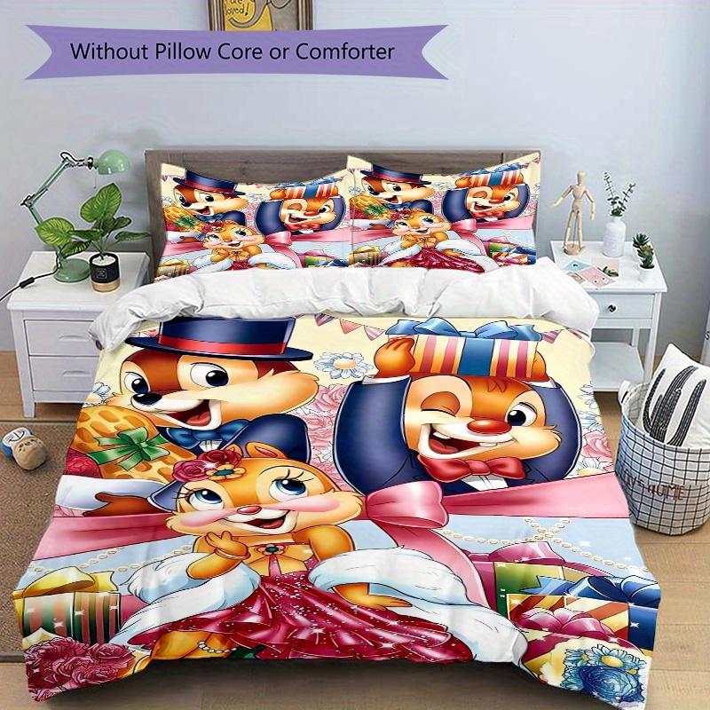 3pcs Chip 'n' Dale Bedding Set Includes Quilt Cover and Pillowcases, Suitable for All Seasons S017