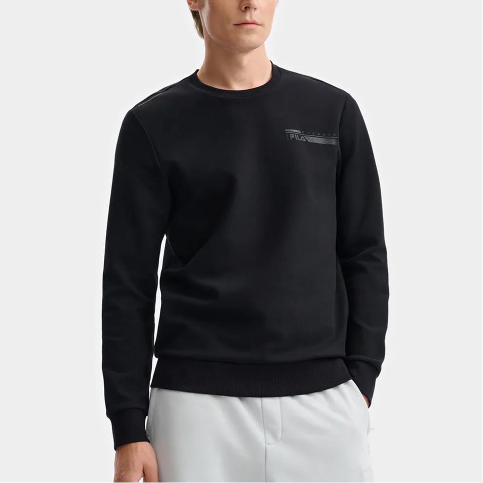 Fila White Simple Comfortable Fashion Casual Versatile Pullover Crewneck Sweatshirt Men Sweatshirt Black F11M543217FBK