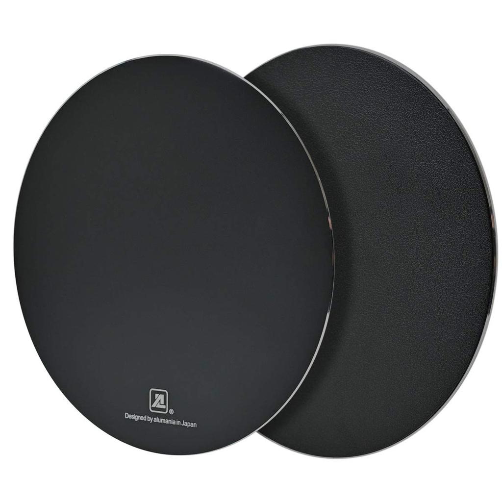 alumania Hard surface made of aluminum supports accurate mouse operation Circular Reversible metal mouse pad [BLACK]