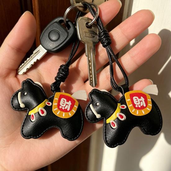 Bag Pendant Imitation Leather Little Horse Charm Fullness Symbol Pendant Multi-Use Bag Car Hanger Keychain