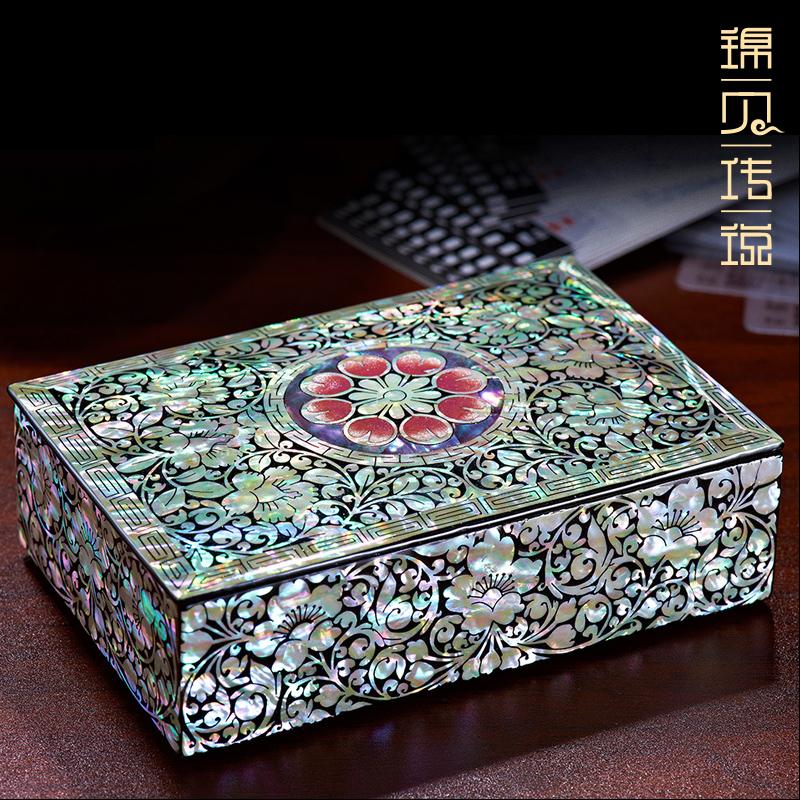 Mother-of-Pearl Lacquer Jewelry Box Wooden European