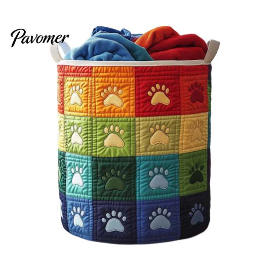 Cozy Laundry Hamper Quilted Basket, Thick Durable Fabric Storage Hamper, with Lightweight Basket Reinforced Handles, Clothes Toys Organizer