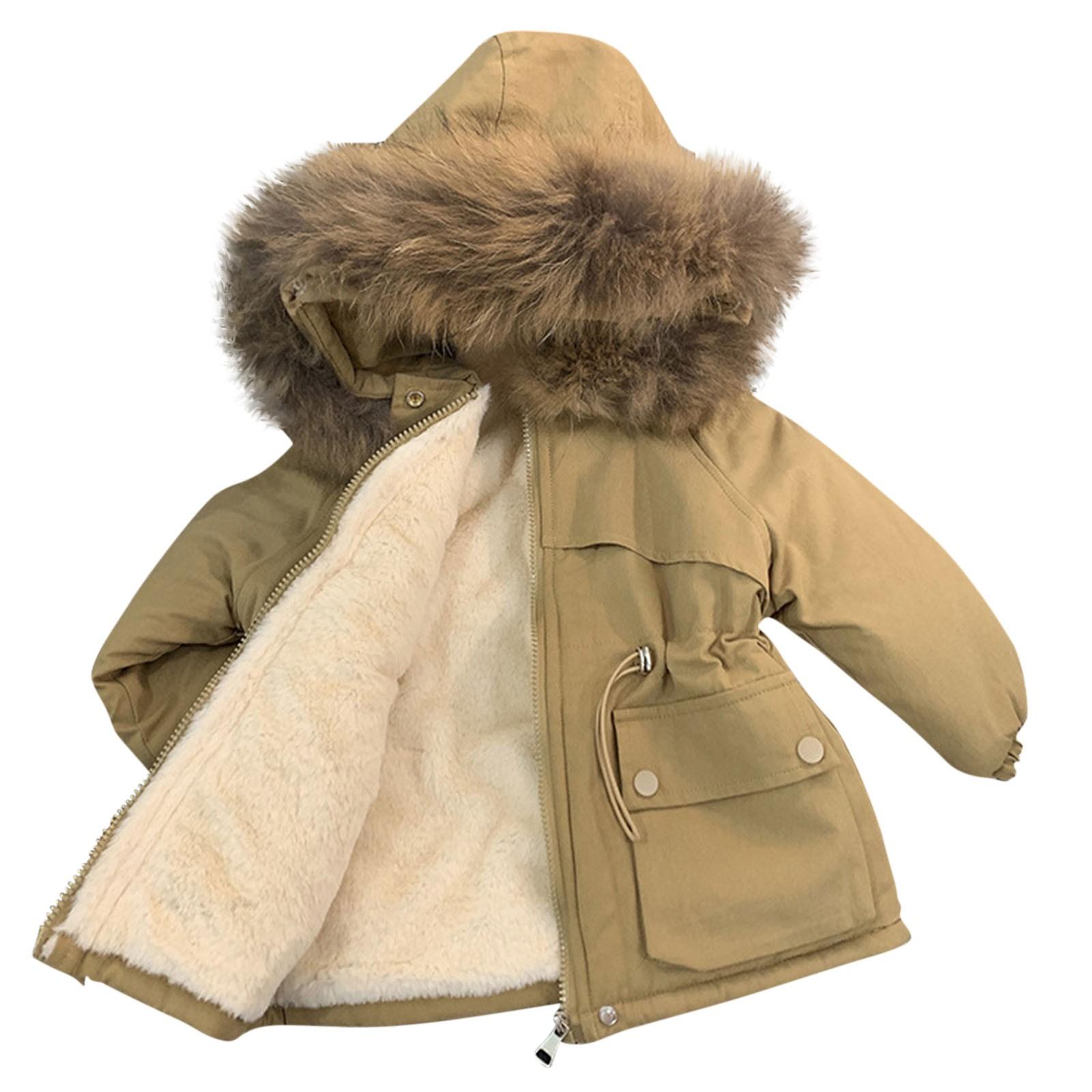 

Зимнее пальто для девочек, однотонная шапка, плюс бархатное хлопковое пальто, модное 120 хаки