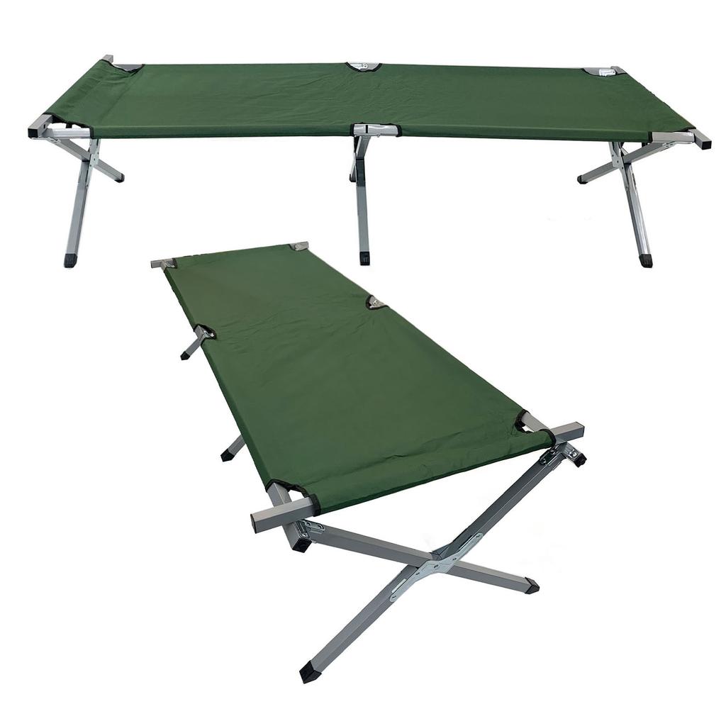Outdoor Folding Bed Portable Folding Camping Cot Ultra Light Camping Lunch Bed Green