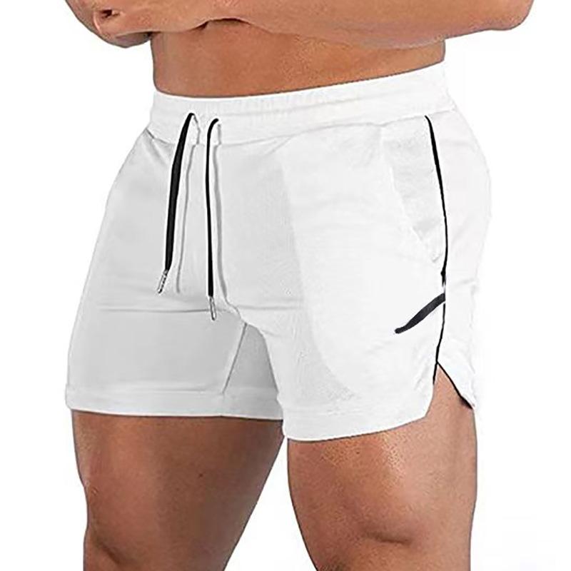 

Summer Men s White Running Shorts Drawstring Fitness Casual Shorts S белый