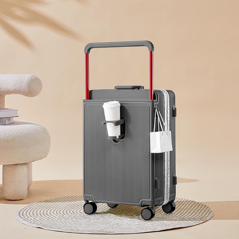 Zhili 2025 Aluminum Frame Wide Pull Rod Luggage with Silent Spinner Wheels 20 inch