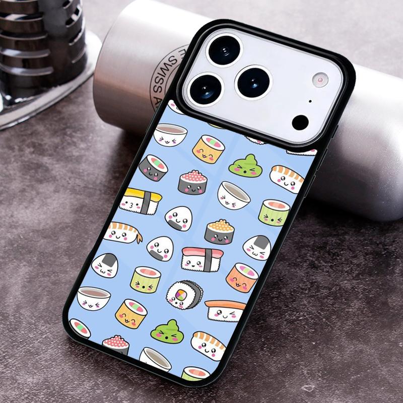 Kawaii Sushi Crowd Phone Case for iPhone 17 16 15 Pro Max Air 14 13 12 11 Plus Shockproof Cover