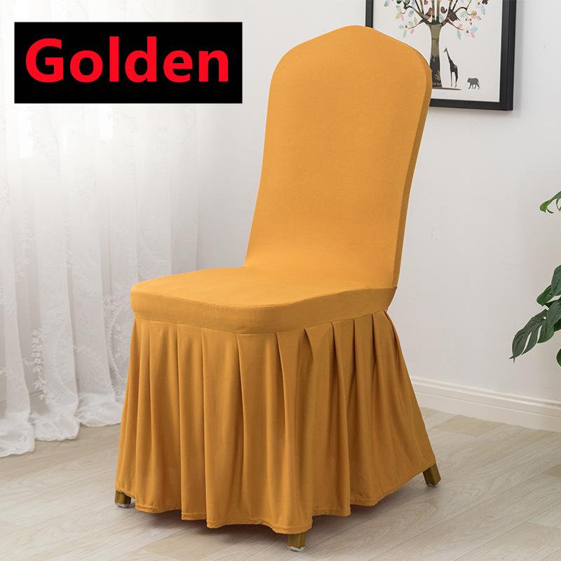 New 6-1PC Wedding Chair Cover Party Decoration Spandex With Skirt Pleated Use Elastic Stretch Dining Birthday Hotel Banquet Gift