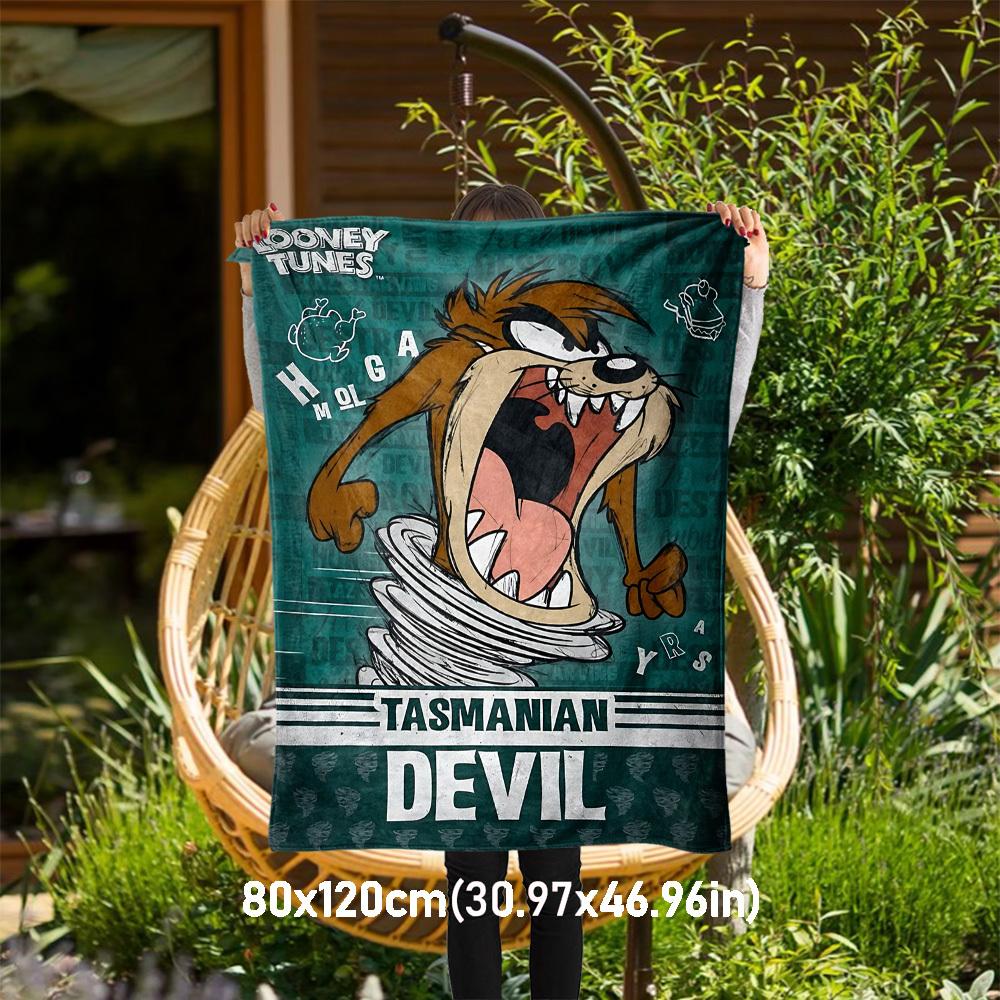 

1pc Tasmanian Devil Looney Tunes Food Outdoor Blanket - Throw Blanket, Soft , Flannel Blankets, Living Room, Travel, Camping-1102086 80x120cm