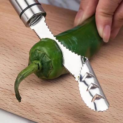 Oțel inoxidabil tăiat ardei la miez de uz casnic piele de tigru ardei verde cu semințe tăietor de legume Dispozitiv de îndepărtare a miezului de roșii Instrument de deseeder