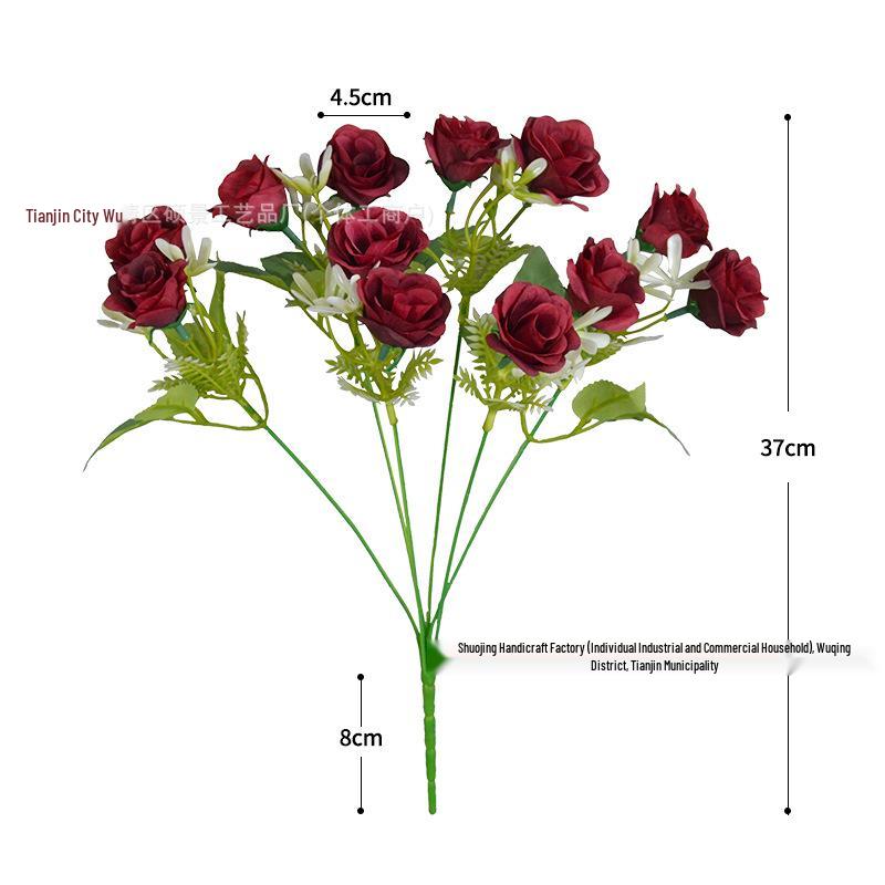 Artificial 12-Head Small Rose Bouquet: Fake Flowers for Home, Dining, Party, or Salon Decor