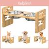 Bowl Pet Stand With Elevated Tilted Platform Adjustable Raised Wood Feeder With 2 Stainless Steel Bowls Nonslip Dog Food Bowls For Cats Dogs