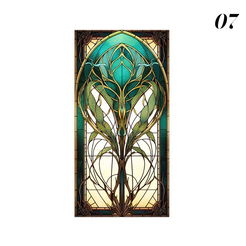 Retro Art Skleněná Fólie Evropský Styl Vitrážové Kostelní Umění Soukromí Okenní Samolepky Neprůhledné Hotelový Klub Veranda Okenní Dekorace Fólie