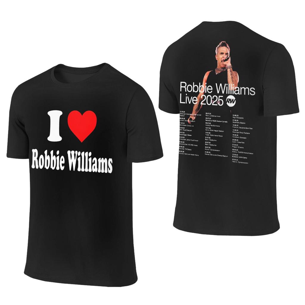 Robbie Williams Live 2025 Tour Concert Apparel Men Women T Shirt Cotton Tee Graphic Printing  T-shirt Clothing