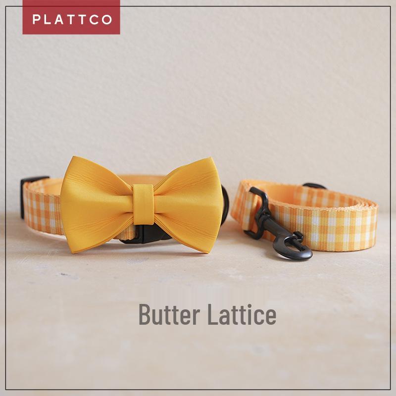 Butter Plaid Pet Leash & Collar Set - Unique Design (PDC307) by PLATTCO Extra Small