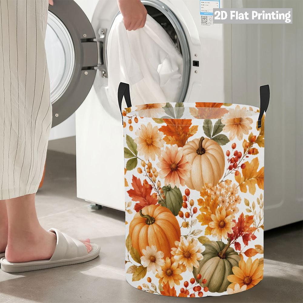 Collapsible Laundry Basket Large Round Waterproof Fabric Hamper Dirty Clothes Storage Bin Toy Organizer with Handles