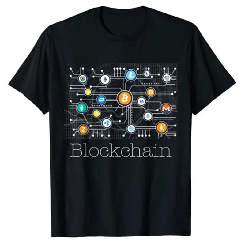 Blockchain Cryptocurrency Tshirt BitCoin Crypto BTC Gift Funny Investor Graphic Tee Tops Unisex Clothing Customized Product Cotton