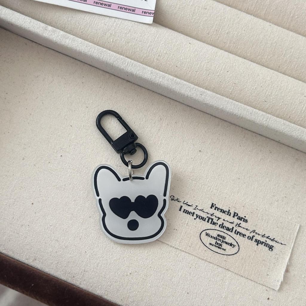 Hand-Painted Puppy Emoji Keychain: Cute Acrylic Bag Charm for Couples or Besties