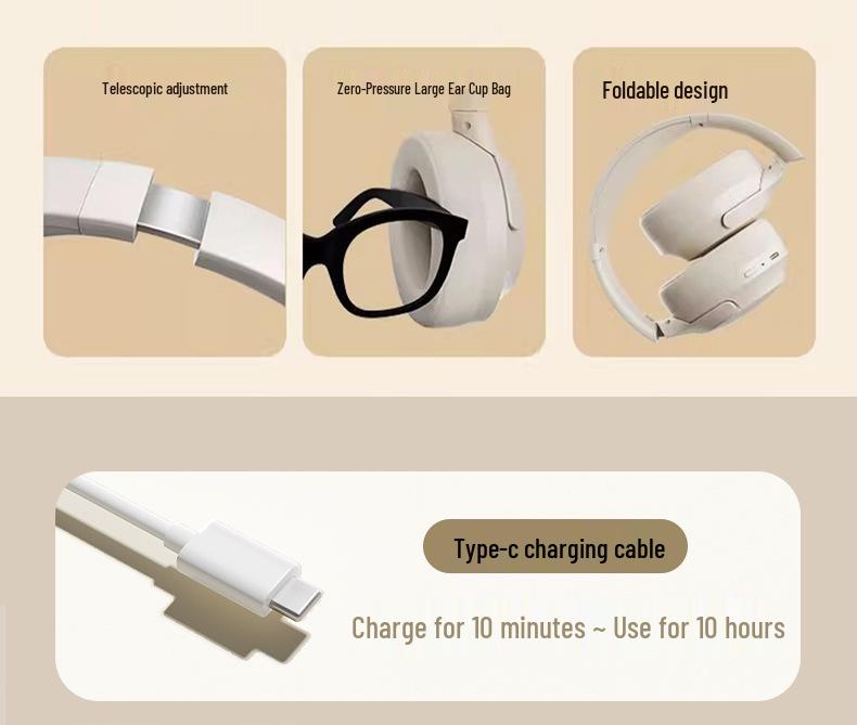 Bluetooth 5.4 Headset for Apple & Huawei Phones - Wireless, Head-mounted Earphones