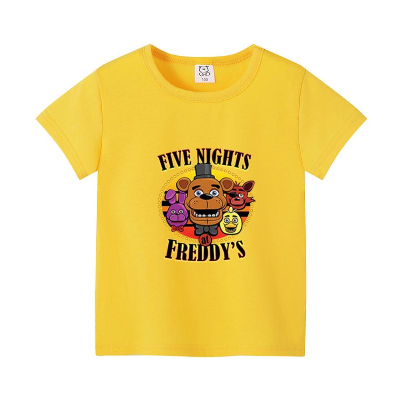 FNAFs Kids Tshirt Summer Breathable Horror Bear Boy Girl Short Sleeves Tops Cartoon Freddy Print Baby Clothes Birthday Gifts