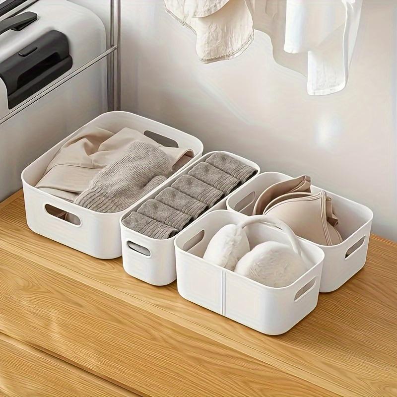 5pcs Stackable Storage Box Set Rectangular Plastic Organizer Containers Durable Reusable for Kitchen Bathroom Dorm Essentials