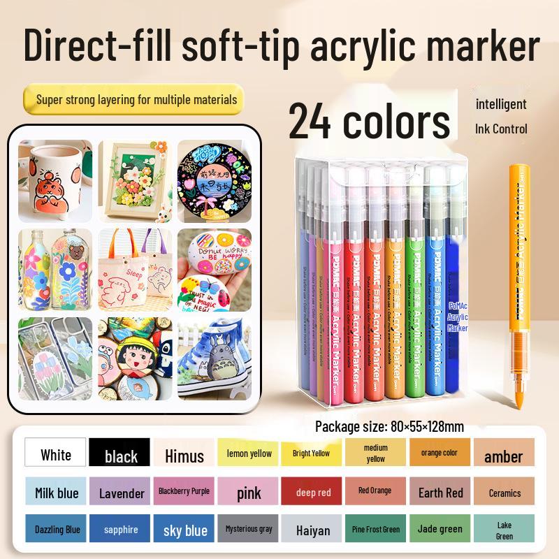 Acrylic Marker for Kids - Soft Tip, Opaque Colors, Stackable, DIY Art Brush