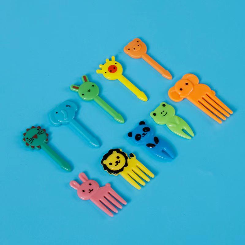 Kinderen Anime-Stijl Dier Vruchtenvork Prikkertjes Set - Giraffe Cartoon Ontwerp voor Bento en Snacks