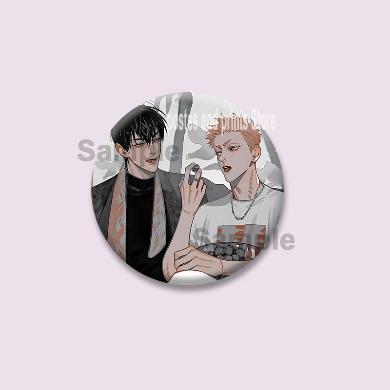 Manhwa BL Coreano Spilla a Moneta Cartone Animato Spille di Plastica Cartone Animato Mo Guan Shan He Tian Spilla Gioielli Regalo Zaino Cappello Accessori per Risvolto