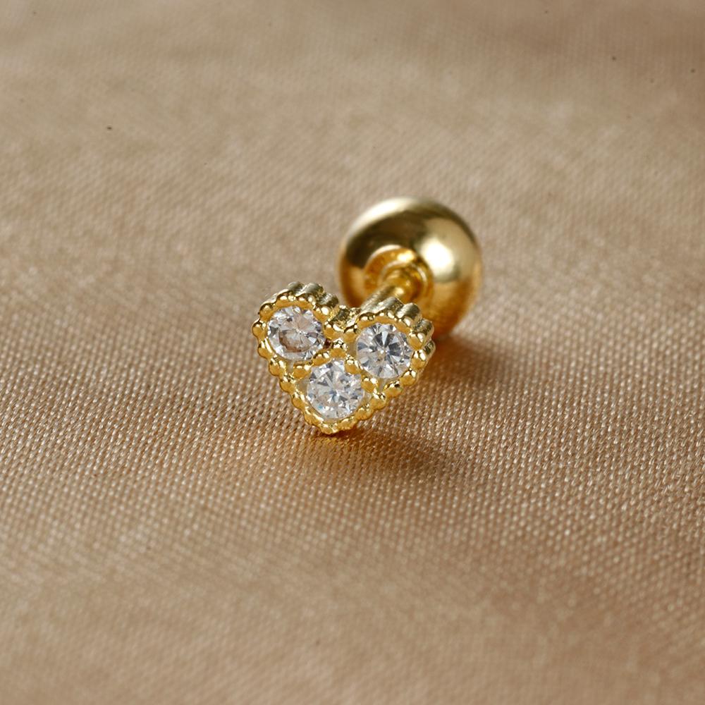 1 Stück Edelstahl Mond Kreuz Kleine Ohrstecker Winziger Zirkonia Ohrläppchen Tragus Helix Knorpel Piercing Ohrring Schmuck