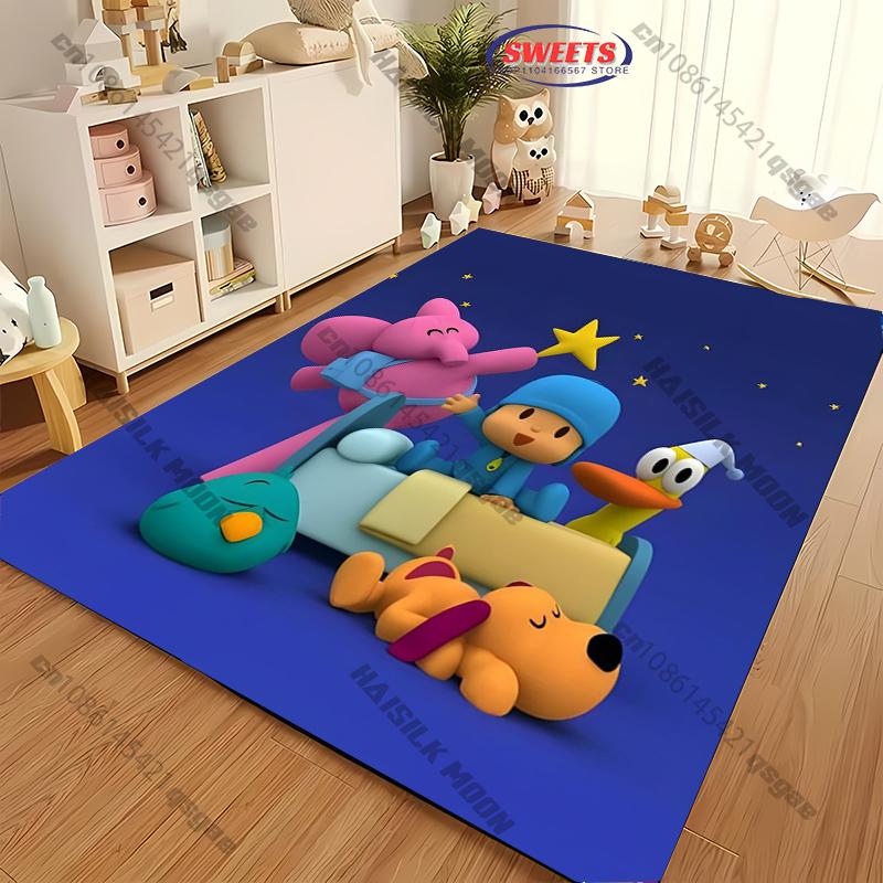 Süßer Cartoon P0c0y0 Motiv Teppich für Wohnzimmer, Schlafzimmer, Kinderzimmer, Großer rutschfester Dekorativer Teppich, Wunderbares Geschenk für die Familie