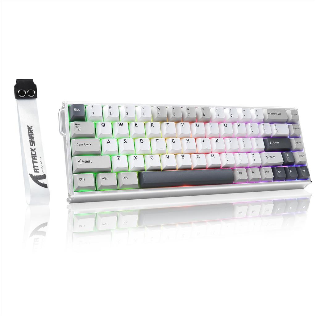 ATTACK SHARK X68MAX HE Rapid Trigger 8000Hz Polling 256KHz Scan Adjustable Compact 68 Full Aluminum PBT RGB Compatible with Windows and Mac Keyboard,