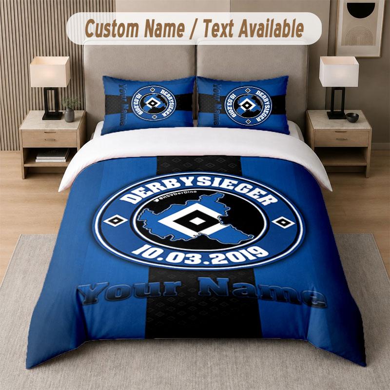 Custom Bedding Set Hamburger SV Pattern, Print Name Text 1 Duvet Cover Plus 2 Pillowcases Home Textile